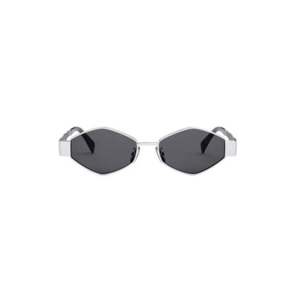 Celine Hexagon Metal Triomphe CL40254U 16A Shiny Palladium Silver Sunglasses - Picture 2 of 2